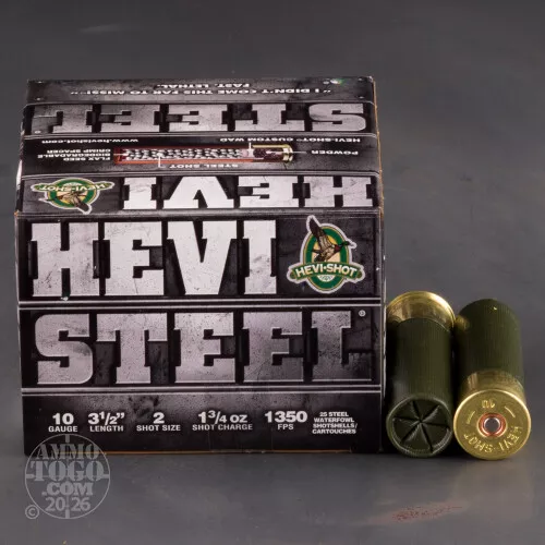 10 Gauge Ammo – 25 Rounds of 1-3/4 oz. #2 Shot by Hevi-Shot