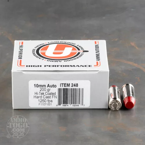 10mm Auto Ammo – 20 Rounds of 200 Grain Hard Cast by Underwood
