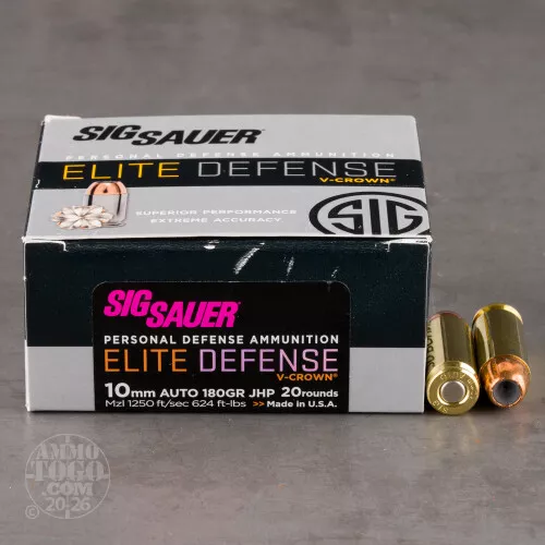 10mm Auto Jacketed Hollow-Point (JHP) Ammo for Sale by SIG – 20 Rounds