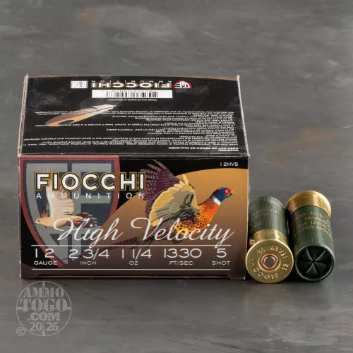 12 Gauge #5 Shot Ammo for Sale by Fiocchi – 25 Rounds