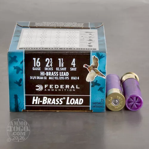 16 Gauge Ammo – 25 Rounds of#4 Shot by Federal