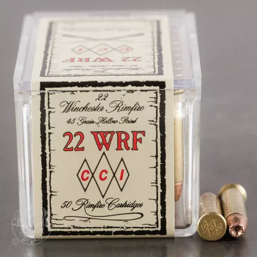 22 Winchester Rimfire (WRF) Ammo – 50 Rounds of 45 Grain Jacketed Hollow-Point (JHP) by CCI