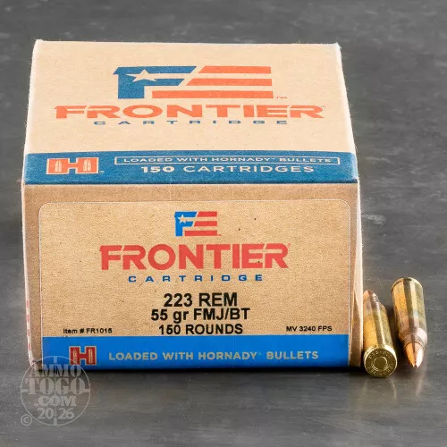 223 Remington Ammo – 150 Rounds of 55 Grain Full Metal Jacket (FMJ) by Hornady