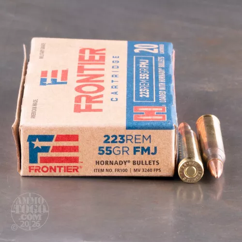 223 Remington Ammo – 20 Rounds of 55 Grain Full Metal Jacket (FMJ) by Hornady