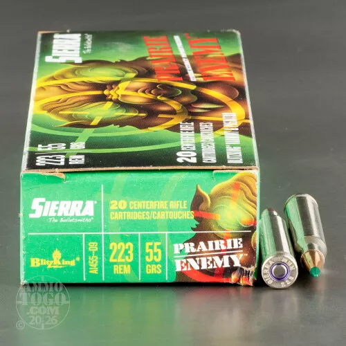 223 Remington Ammo – 20 Rounds of 55 Grain Polymer Tipped by Sierra Bullets