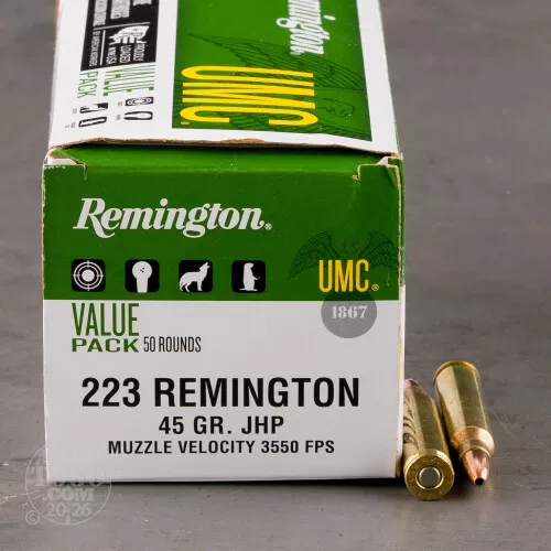 223 Remington Ammunition for Sale. Remington 45 Grain Jacketed Hollow-Point (JHP) – 50 Rounds