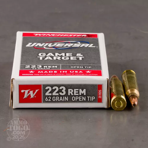 223 Remington Ammunition for Sale. Winchester 62 Grain Open Tip - 20 Rounds