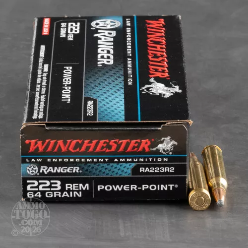 223 Remington Ammunition for Sale. Winchester 64 Grain Power-Point (PP) - 200 Rounds