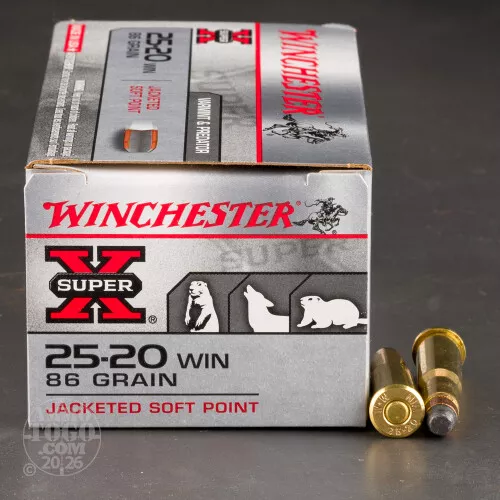 .25-20 WINCHESTER Ammunition for Sale. Winchester 86 Grain Soft-Point (SP) – 50 Rounds