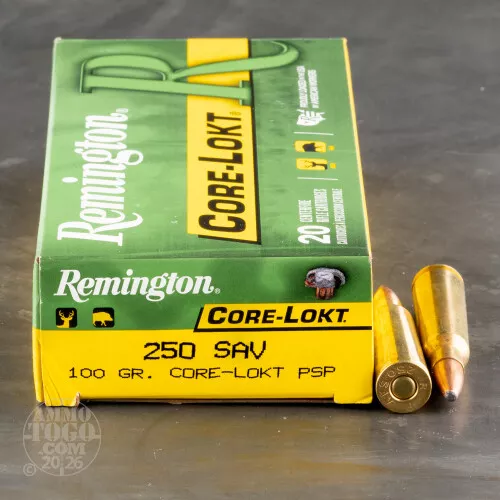 .250 SAVAGE Ammunition for Sale. Remington 100 Grain Soft-Point (SP) – 20 Rounds