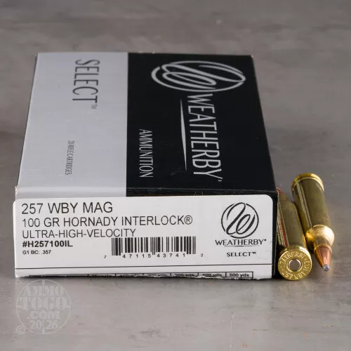 .257 Weatherby Magnum Ammo – 20 Rounds of 100 Grain Soft-Point (SP) by Weatherby Ammunition