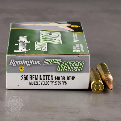 .260 Remington Ammunition for Sale. Remington 140 Grain Hollow-Point Boat Tail (HP-BT) – 20 Rounds