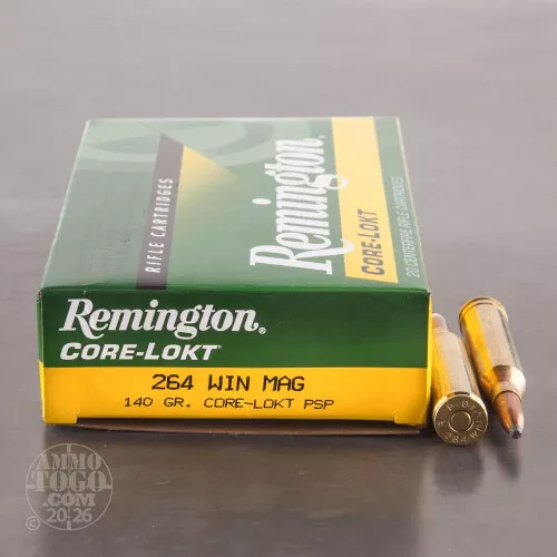 .264 Win. Mag Ammunition for Sale. Remington 140 Grain Pointed Soft-Point (PSP) – 20 Rounds