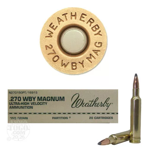 .270 Weatherby Ammunition for Sale. Weatherby Ammunition 130 Grain Nosler Partition – 20 Rounds