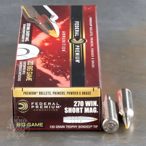 270 Win Short Mag Ammo – 20 Rounds of 130 Grain Polymer Tipped by Federal
