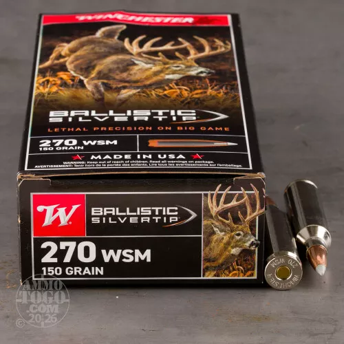 270 Win Short Mag Ammo - 20 Rounds of 150 Grain Polymer Tipped by Winchester
