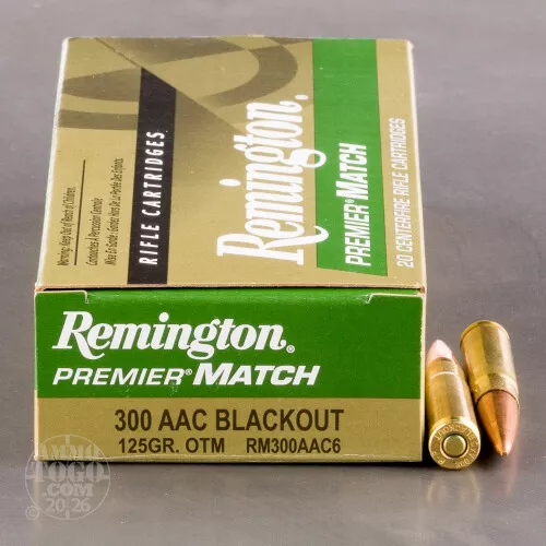 300 AAC Blackout Ammo - 200 Rounds of 125 Grain Open Tip Match by Remington