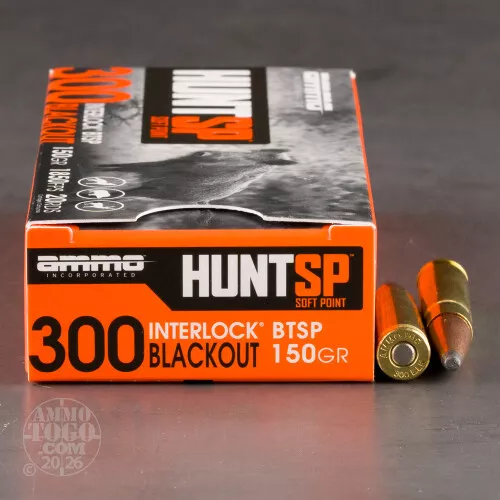 300 AAC Blackout Ammunition for Sale. Ammo Incorporated 150 Grain Soft-Point Boat Tail (SP-BT) - 20 Rounds