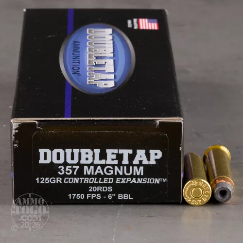 357 Magnum Ammo – 20 Rounds of 125 Grain Jacketed Hollow-Point (JHP) by DoubleTap