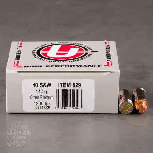40 Smith & Wesson Ammunition for Sale. Underwood 140 Grain Solid Copper – 20 Rounds