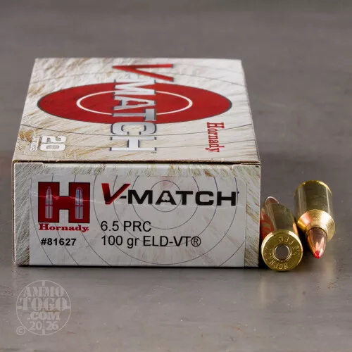 6.5 PRC Ammunition for Sale. Hornady 100 Grain ELD-VT - 20 Rounds