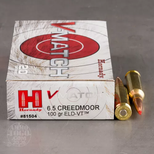 6.5mm Creedmoor Ammunition for Sale. Hornady 100 Grain ELD-VT - 20 Rounds