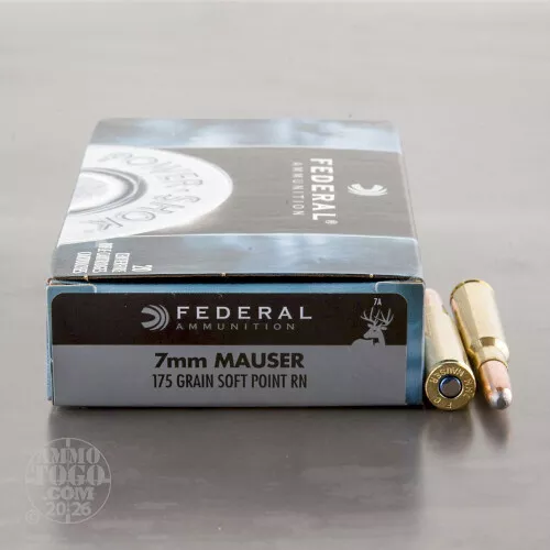 7x57mm Mauser Ammunition for Sale. Federal 175 Grain Soft-Point (SP) - 20 Rounds