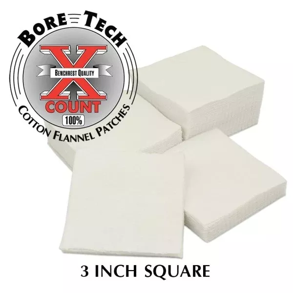 BORE TECH COTTON PATCHES 3" SQUARE 500/BAG