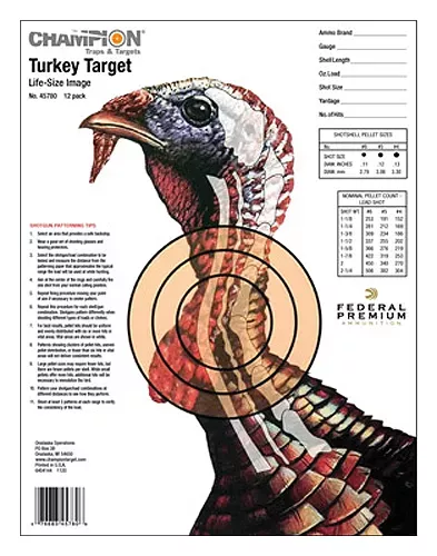 Champion Targets LifeSize Turkey Paper Hanging Pistol/Rifle 14″ x 18″ Multi-Color 12 PK
