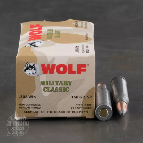 Cheap 308 Winchester (7.62X51) ammo - Bulk Wolf Soft-Point (SP) 500 Round Packs
