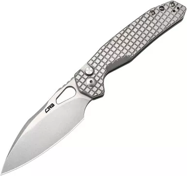 CJRB Cutlery Frack Button Lock Folding Knife - 3.9" AR-RPM9 Stonewashed Drop Point Blade, Stonewashed Steel Handles - J1931-ST