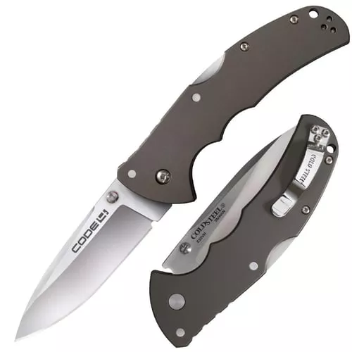 Cold Steel Code-4 Spear Point Lockback Knife Gray - 3-1/2 Blade Satin
