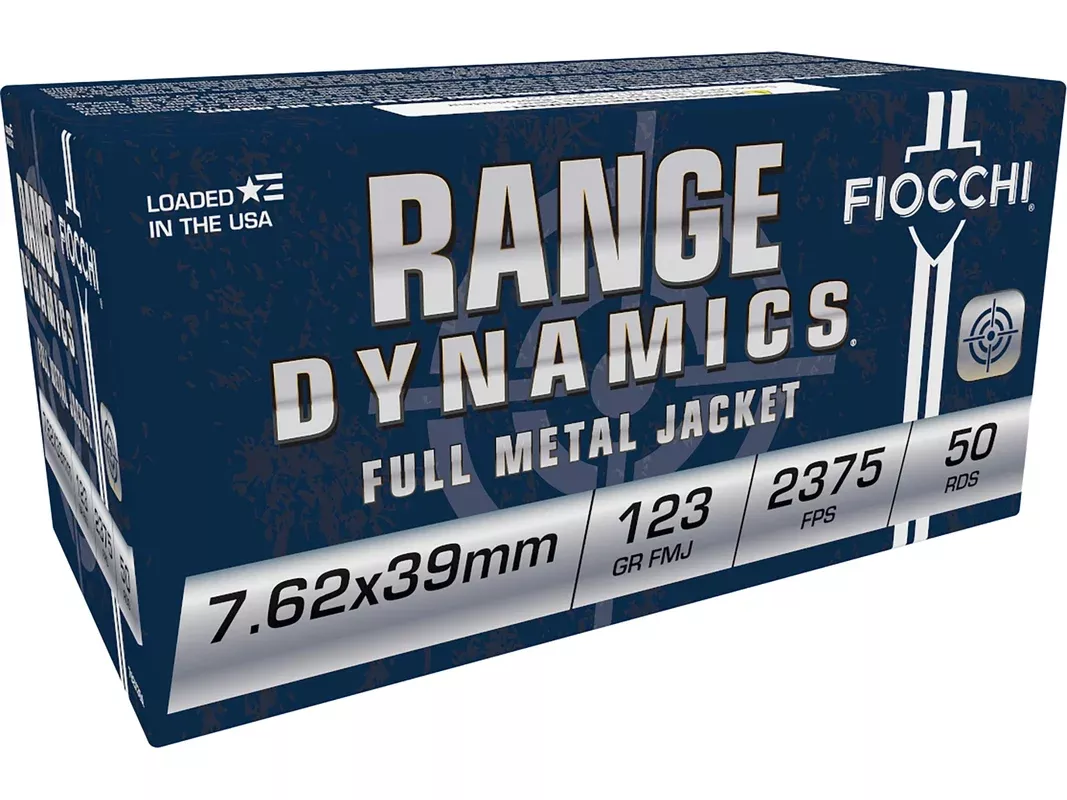 Fiocchi Range Dynamics 7.62x39mm Ammo 123 Grain Full Metal Jacket