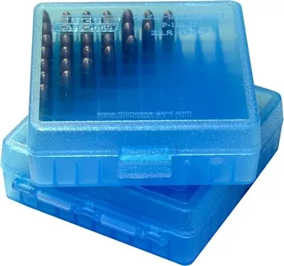 MTM 22 Caliber Ammo Box 100 Round Flip-Top - Clear Blue
