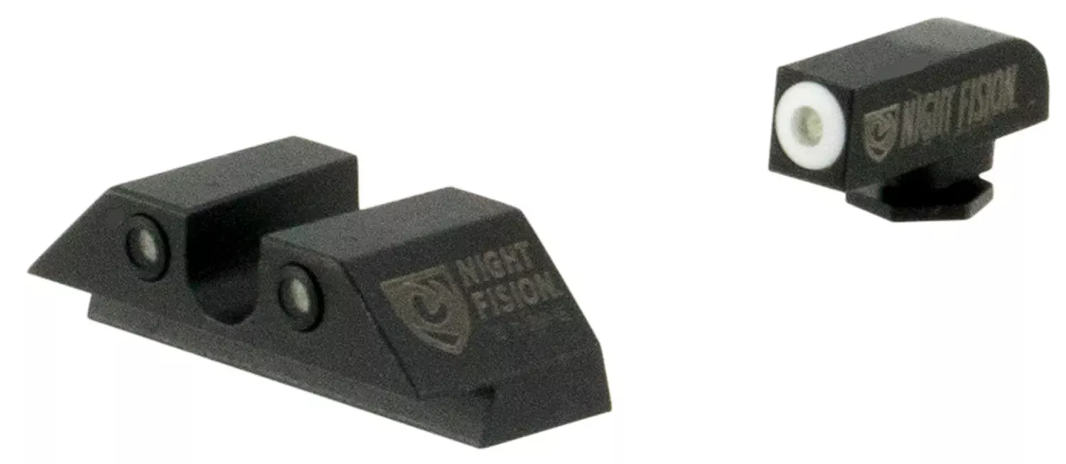 Night Fision Replacement Perfect Dot Night Sight Set Square Tritium Green with White Outline Front, Green with Black Outline Rear Black Frame for All Glock