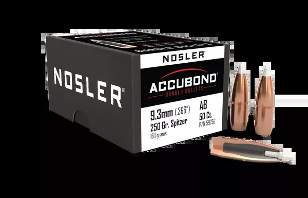 Nosler Accubond 9.3MM (.366" Diameter) 250 Grain Spitzer (50pk)