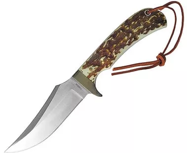 Schrade Uncle Henry Staglon Fixed Knife 4-1/4 Clip Point Blade with Leather Sheath