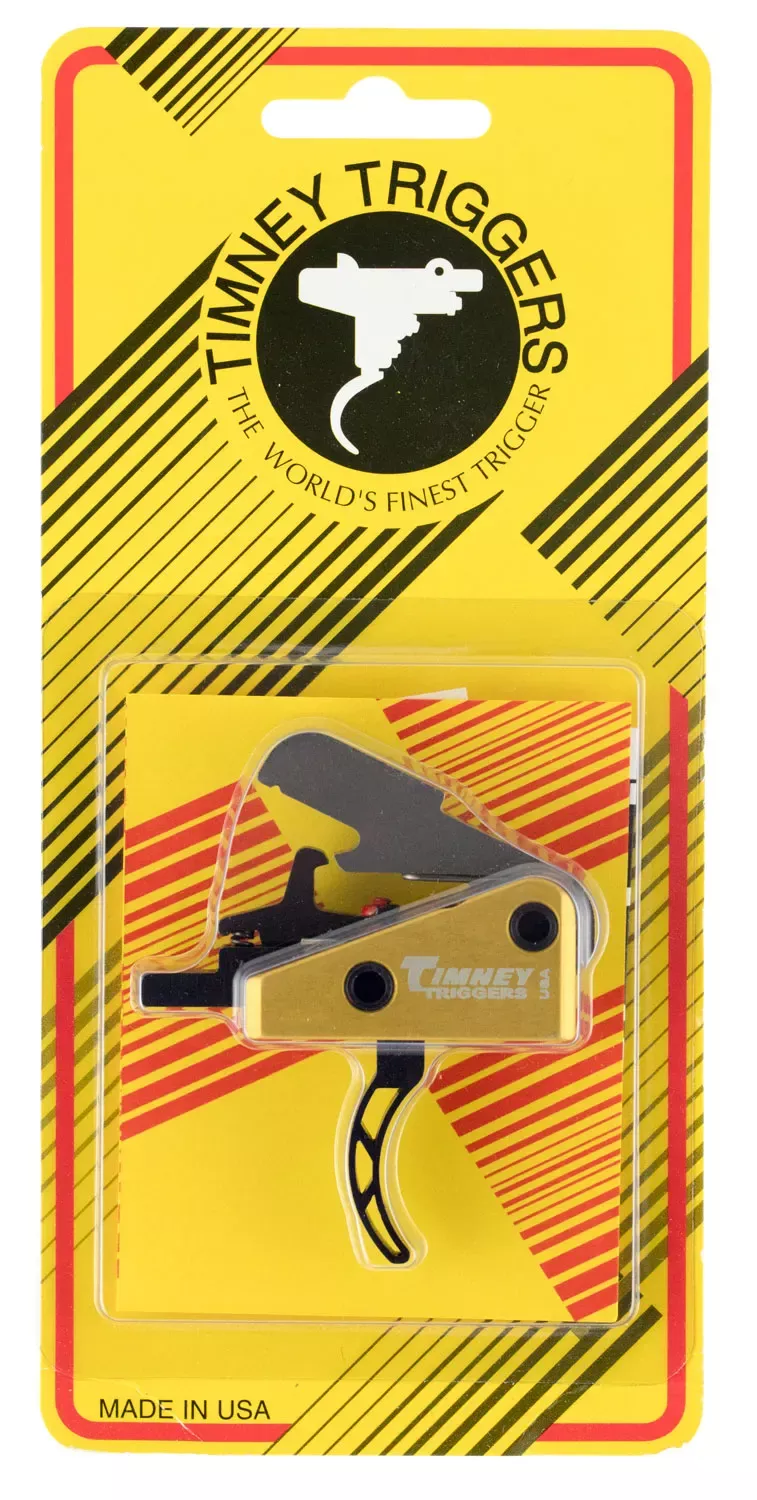 Timney Triggers Competition TriggerSingle-Stage Skeletonized Curved Trigger with 3 lbs Draw Weight & Black/Gold Finish for AR-15