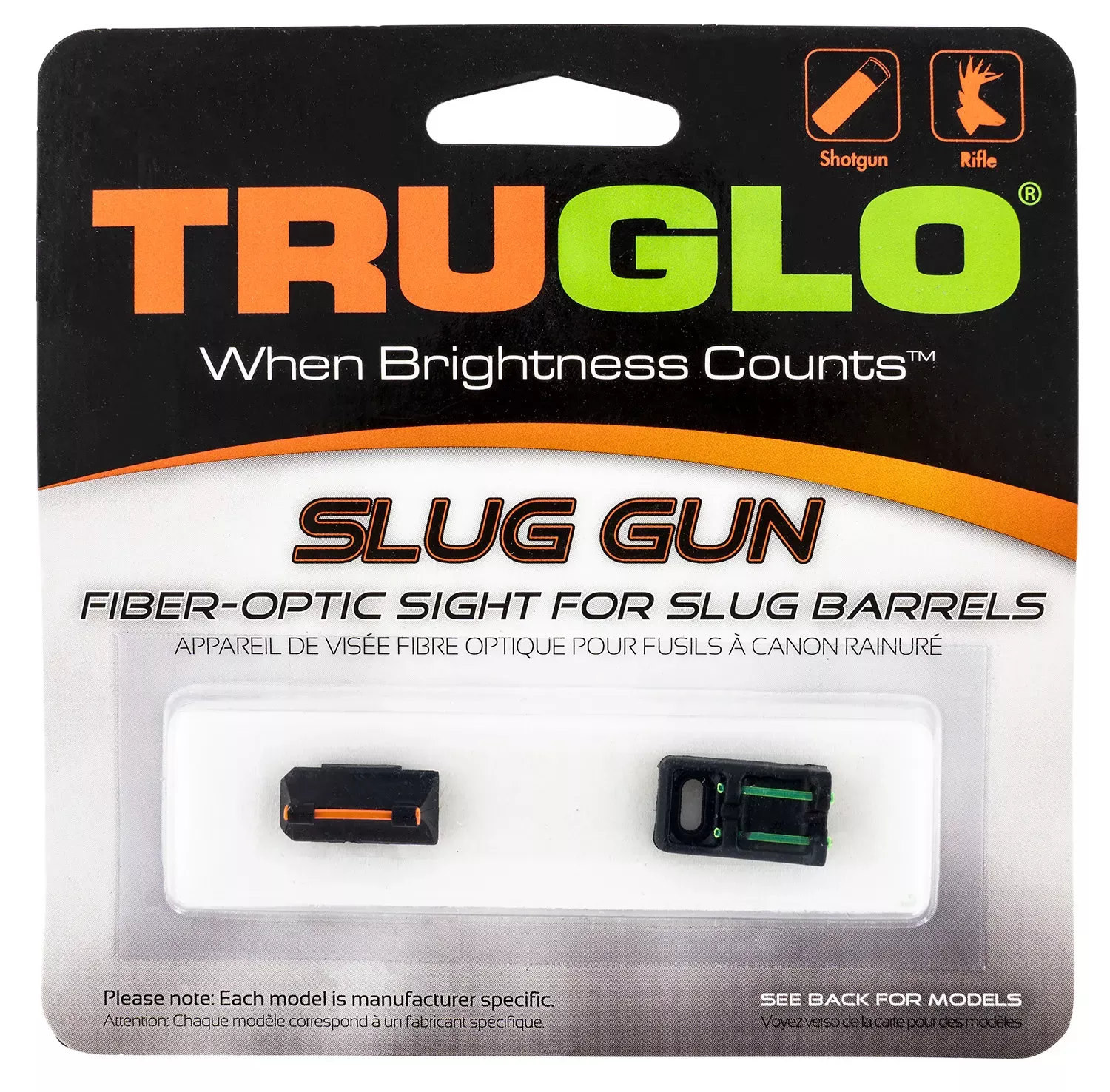 TruGlo Slug GunFiber Optic Red Front, Green Rear with Black Steel Frame for Mossberg Slug Gun