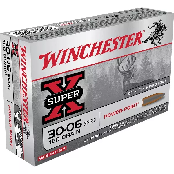 Winchester Super-X 30-06 Springfield Ammunition 180 Grain Jacketed Soft Point Box of 20