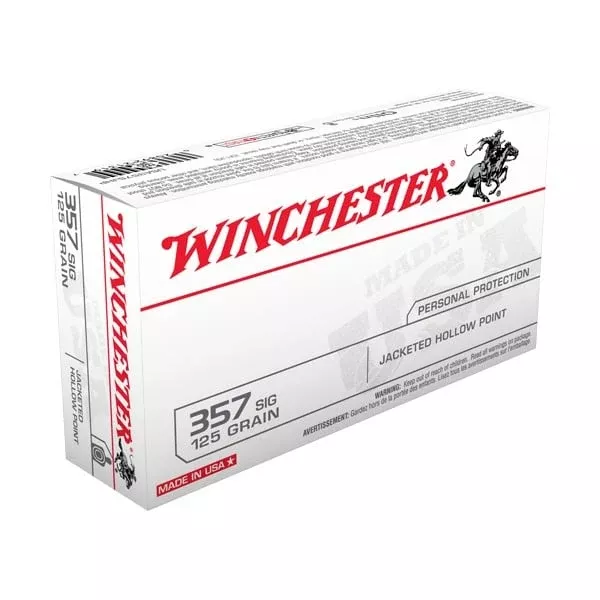 Winchester White Box 357 Sig Ammunition 125 Grain Jacketed Hollow Point Box of 50